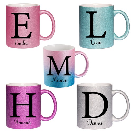Glitzertasse mit buchstaben - mit,