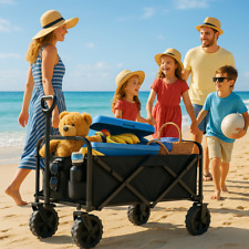 Bollerwagen Faltbar 80kg mit Regenschutz Falt Strand Geräte Transport Hand Wagen