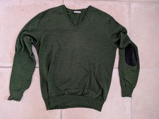 Wollpullover Herren Pullover Gr 50 V-Ausschnitt Farbe: dunkelgrün 100% Lana Wool