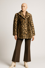 Luxus Vintage Pelzmantel 60er Leoprint Echtpelz Art Deco Mantel 42 44 edel