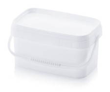 Eimer 2,6l rechteckig mit Deckel & Bügel  2,5 Liter weiß 2l 2,5l Gastro Futter