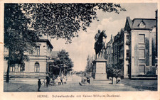 AK HERNE Schaeferstraße, Kaiser-Wilhelm-Denkmal 1923
