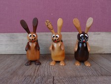 3 Holz Osterhasen Osterfiguren