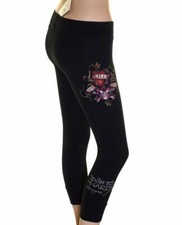 Neu Ed Hardy Damen-Leggings Stretch kurz geschnitten Xsmall Größe 6-8 Liebe tötet langsam