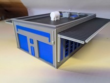 H0 HO 1:87 Gebäude kleine Firma LKW Doppelgarage vormont. V2 (1) bl  dgr ws sw
