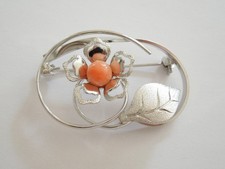 Brosche Silberfarben Koralle