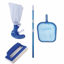 Mauk Pool Reinigungsset: Kescher, Bürste, Teleskopstab, Aufsatz Swimmingpool