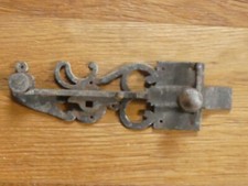 Türriegel Eisen rostig antik Jugendstil Feder Mechanismus altes aus  Frankreich