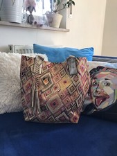 Designer Handtasche Shopper Gold Pailletten Kette Pink Gelb Quasten Edel - NEU