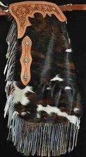 Rindsleder rissige Haare auf Western Show Rodeo Cowboy Chaps Sondergröße