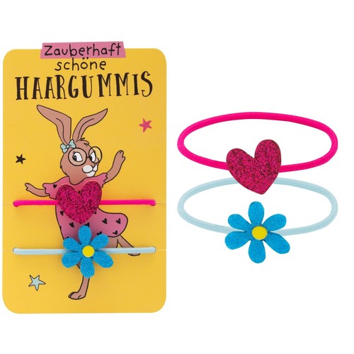Haargummi set blume und herz - haargummi,