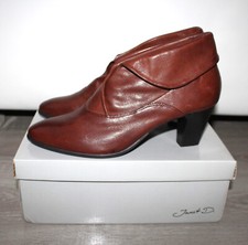 Janet D. Damen Echtes Leder Schuhe Stiefeletten Cognac Braun ungetragen Gr. 42