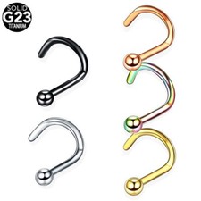 Titan Nasenpiercing  Kugel 2,0 mm Spirale Silber Gold Bunt Rose`Schwarz-farbig 