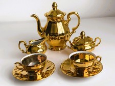Bavaria J.Kronester Gold Porzellan Set 2 Personen 1950-60 Vintage