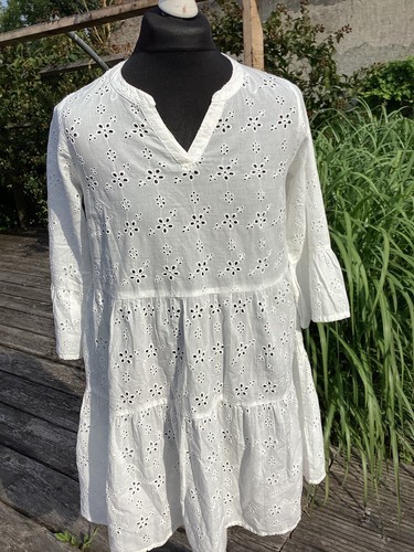 Kleid lochstickerei weiss - -,