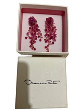 Oscar de la Renta Damen Ohrringe Pink Elegant 11cm Perlen Halbedelstein