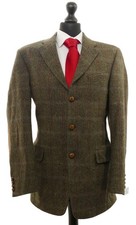 Harris Tweed Atwardson Sakko Jackett 98 grün Fischgrat 3-Knopf Patches wie Neu