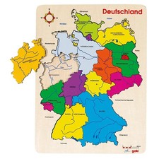 Goki Einlegepuzzle Deutschland II Flüsse Städte Lernpuzzle Bundesländer Holz NEU