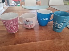 gebrauchte Tassen, Werbetassen, Kaffeetassen, Porzellan, benutzt, Werbung