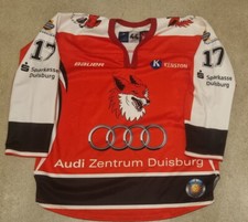 FÜCHSE DUISBURG Trikot 17 PETERS Original-Signiert, DEB Oberliga, Metzen Gr. 44