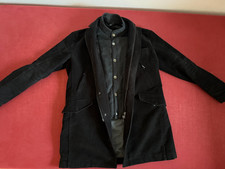 Herren Mantel italienisch KUSS 50/M SlimFit schwarz Samt elegant