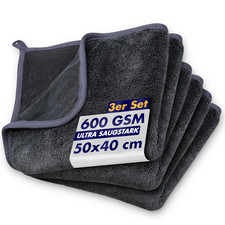 3X Mikrofasertuch Auto Trockentuch 50x40 Microfasertuch 600GSM Microfaser Twist