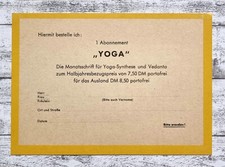 Yoga Monatszeitschrift Lebensweiser Verlag Vedanta Werbung Reklame Postkarte alt