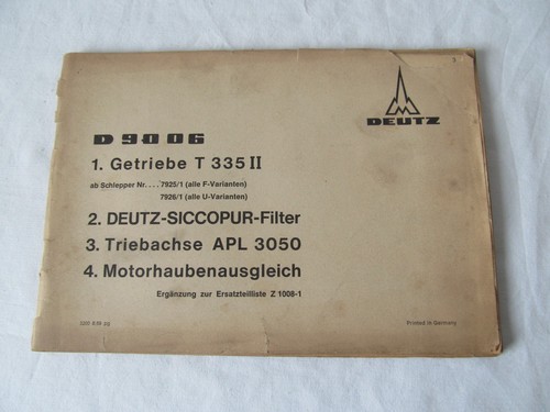 Alte deutz ersatzteilliste - alte,