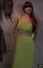 Abendkleid lang Gr. 36 grün apfelgrün Seide Pailletten erotisch first class