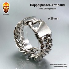 28 mm Panzerarmband Herren Armband schwer breit - Edelstahl Biker Panzerkette