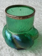 Antike irisierende Jugendstil Glasvase Vase Glas grün schimmernd Loetz um 1900 