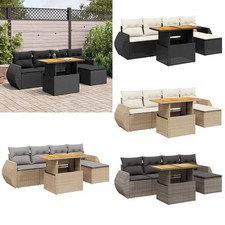 vidaXL 6-tlg. Outdoor Garten-Sofagarnitur mit Kissen Poly Rattan Mehrere Farben