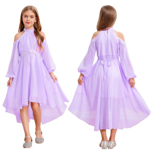 Mädchen langarm chiffonkleid - mädchen,