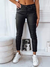 Damen Kunstlederhose Schwarz