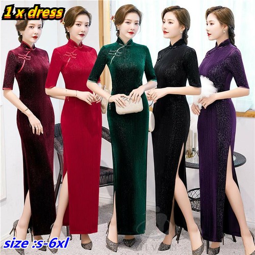 Damen glitzer samt cheongsam - damen,