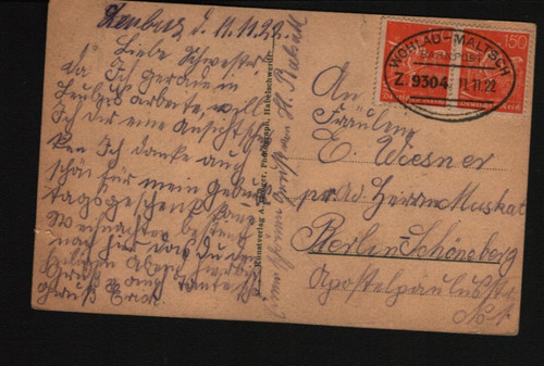 Bahnpost wohlau maltsch 1922 - ,