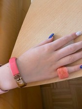 Acryl Harz Stillvoller Armreif + Ring Gr. 54 Koralle, NP 20 eur