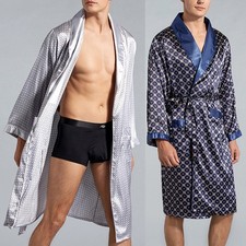 Herren Seide Satin Pyjama Kimono Morgenmantel Bademantel Nachtw?sche Loungewear