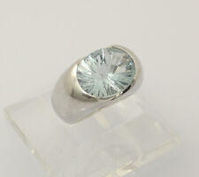 ♦ UNIKAT Ring 18 kt 18k 750 er Weiß Gold mit Blautopas Topas Massiv Gr 50 Unisex