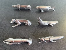 6 MESSERBÄNKCHEN - ART DECO Sandoz Christofle Stil, 6 verschiedene Tiere