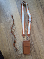 braune Leder Umhängetasche Portemonnaie mit Wechselband