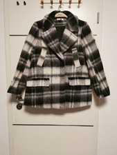 Wool Blend H&M Damen Wool Mantel Oversize Kurz Gr. S  36 38 Schwarz Weiß Grau 