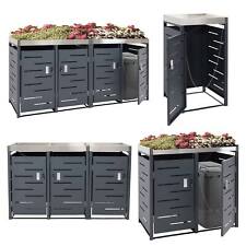 Mülltonnenverkleidung HWC-H40b, Mülltonnenbox, Edelstahl-Metall-Kombi 78kg