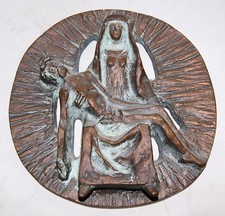 XL Relief, Pieta, Maria mit Jesus, Madonna, Bronze, Bronzerelief, sakrale Kunst