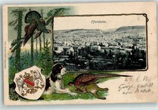 13484652 - 7530 Pforzheim Fasan Auerhahn Jagdhund Hase Wappen Bahnpoststempel
