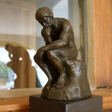 Skulptur Der Denker, original Bronze Figuren hochwertige Schreibtisch Skulpturen