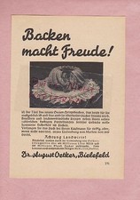 BIELEFELD, Werbung 1935, Dr. August Oetker Backen Rezeptbuch