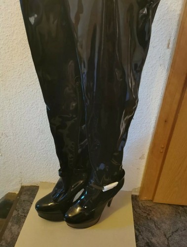 Plateau overknee stiefel lack - plateau,