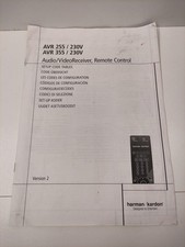 Harman Kardon AVR 255 / 355 Remote Control Fernbedienung Setup Code - Übersicht