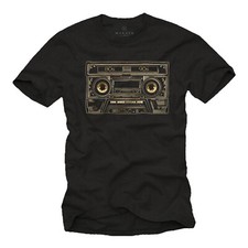Herren T-Shirt Vintage Hip Hop Tape 70s 80s 90s Rap Musik Kassette Retro Mixtape